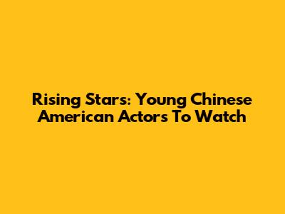 Rising Stars: Young Chinese American Actors To Watch